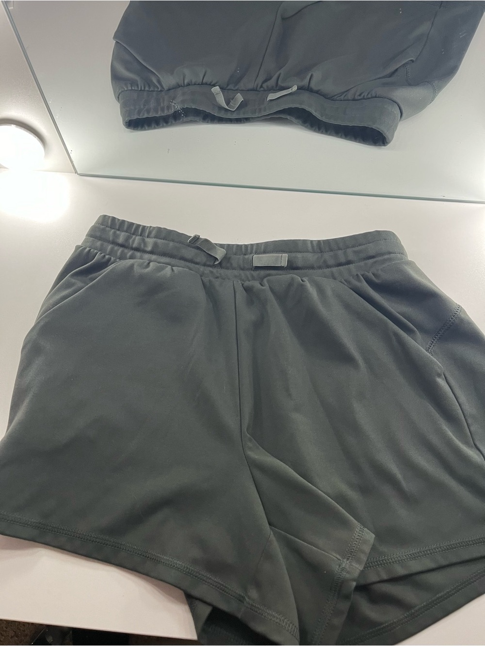 Women's Athletic Drawstring Shorts - Olive Green